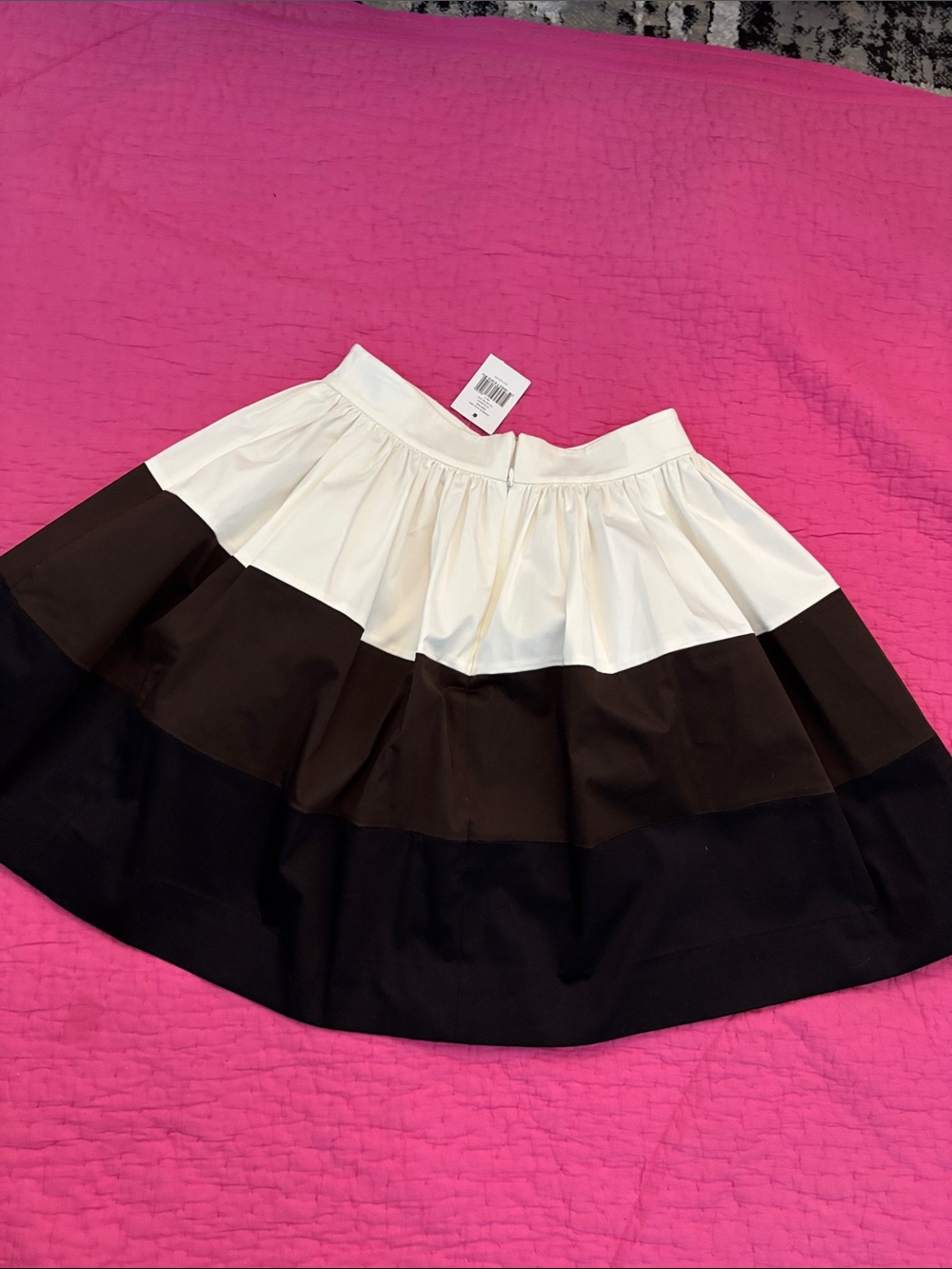 NWT Kate Spade Colorblock Tiered Mini Skirt - White, Brown, Black, US4 - Picture 5 of 7